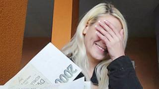 Little blonde beauty is getting her eyes clothed before hard core fuck